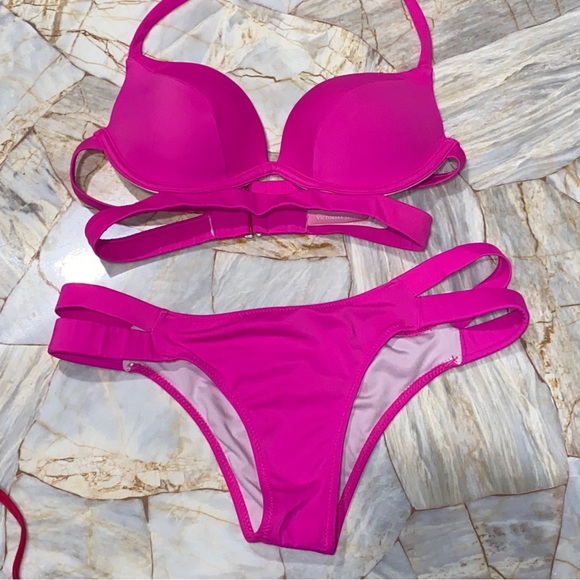 2 Pc Set: 32B Small Victoria's secret Swim Banded hottie halter + itsy bikini - Picture 15 of 15